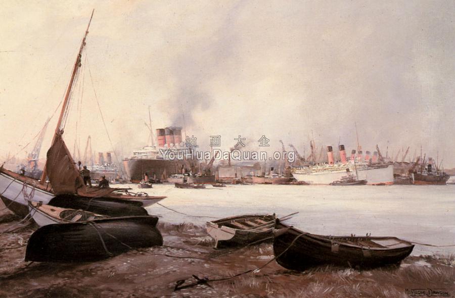 The Queen Mary at Southampton - 蒙塔古·道森